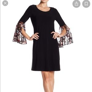 MSK Petite Dress Embroidery Bell Sleeves